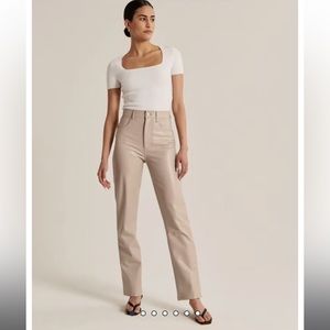 NWT Abercrombie Women's Vegan Leather 90s Straight Pants
